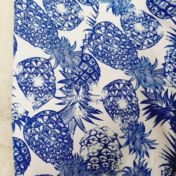 Alyx Pineapple Blue White Print Sleeveless Sheath Dress P6699 - Picture 10 of 12